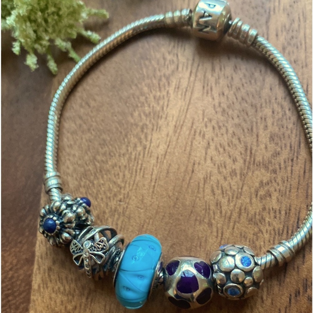 ✨Pandora✨Moments Sterling Silver Snake Chain Bracelet with Charms and Clips - Picture 7 of 15